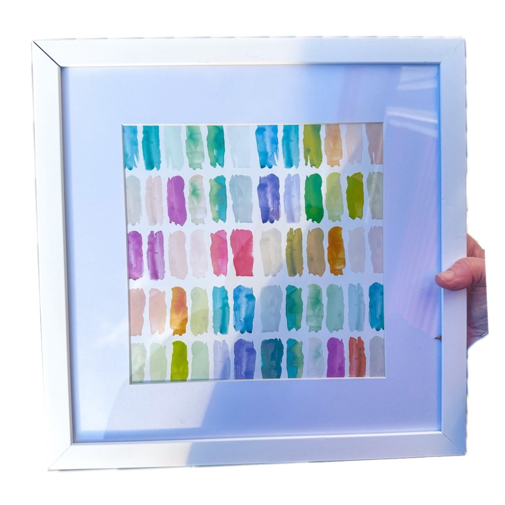 New! Colorful Abstract Art Print in White Frame from Pier 1